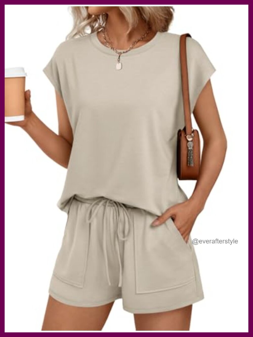 Womens 2 Piece Short Set Loungewear Matching Set with Pockets